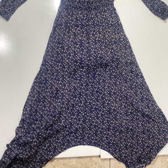 Hayden Los Angels Blue Floral Fairy Cottage Core Front Slit Long Sleeve Dress S - Picture 7 of 11